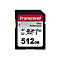 Transcend SDXC-Speicherkarte mit 512 GB Kapazität auf weißem Hintergrund.