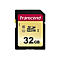 Transcend SDHC-Speicherkarte mit 32GB Kapazität auf weißem Hintergrund.