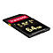 Schwarze Transcend SD-Speicherkarte mit 64 GB Kapazität, V90-Standard und rotem Markenlogo.