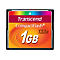 CompactFlash-Karte von Transcend mit 1 GB Speicher. Aufschrift: Transcend, CompactFlash, 133x, 1 GB.