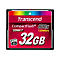 CompactFlash-Karte, rot mit Aufdruck 'Transcend', '32GB', '800x', Regenbogenband.