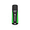 Schwarzer USB-Stick mit grünen Akzenten, USB 3.0, 64 GB, Marke: Transcend.