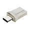 Silberner USB-C-Stick, mit Transcend-Logo und 128 GB Speicher.