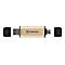 ClÃ© USB dorÃ©e avec capuchons noirs ouverts. ImprimÃ©: 512 Go et logo Transcend.