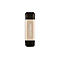 Goldener USB-Stick mit schwarzer Kappe vor weißem Hintergrund.