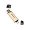 Goldfarbener USB-Stick mit abgenommenen Kappen. Auf dem Stick steht 512GB und der Markenname Transcend.