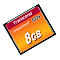 Gros plan sur une carte mémoire CompactFlash Transcend, 8 Go, 133x. Le fond est blanc.