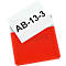 A red envelope with a white note that says "AB-13-3".