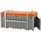 Transport- en platformkist CEMO CEMbox 750, polyethyleen, 750 l, L 1700 x B 860 x H 800 mm, stapelbaar, kraanopstelling, met zijdeur, grijs/oranje