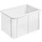 Witte, rechthoekige plastic doos met een opstaande rand. De doos staat tegen een neutrale achtergrond.