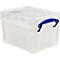 Transportbox Really Useful Box, Volumen 3 l, L 240 x B 180 x H 160 mm, stapelbar, mit Deckel & Klappgriffen, Recycling-PP, transparent