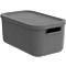 Transportbox Rotho Albula, Volumen 12 l, stapelbar, mit abnehmbarem Deckel und Grifflöchern, L 395 x B 235 x H 177 mm, Recycling-Kunststoff, anthrazit