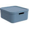 Transportbox Rotho Albula, Volumen 20 l, stapelbar, mit abnehmbarem Deckel und Grifflöchern, L 395 x B 355 x H 177 mm, Recycling-Kunststoff, blau