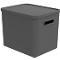 Transportbox Rotho Albula, Volumen 27 l, stapelbar, mit abnehmbarem Deckel und Grifflöchern, L 370 x B 290 x H 295 mm, Recycling-Kunststoff, anthrazit