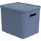 Transportbox Rotho Albula, Volumen 27 l, stapelbar, mit abnehmbarem Deckel und Grifflöchern, L 370 x B 290 x H 295 mm, Recycling-Kunststoff, blau