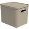 Transportbox Rotho Albula, Volumen 27 l, stapelbar, mit abnehmbarem Deckel und Grifflöchern, L 370 x B 290 x H 295 mm, Recycling-Kunststoff, braun