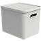 Transportbox Rotho Albula, Volumen 27 l, stapelbar, mit abnehmbarem Deckel und Grifflöchern, L 370 x B 290 x H 295 mm, Recycling-Kunststoff, weiss