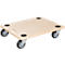 Transportroller aus Holz mit Rollen; Griffmulde.