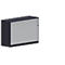 Dark grey cabinet with a silver-grey front. The detail image shows the side and the front.