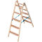 Trapladder Krause, dubbelzijdig, TRBS 2121-2, met emmerhaak, 2 x 5 stappen/longen, hout