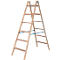 Trapladder Krause, dubbelzijdig, TRBS 2121-2, met emmerhaak, 2 x 7 stappen/longen, hout