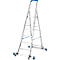 Trapladder, met 6 treden, aluminium, verrijdbaar met dwarssteun