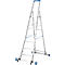 Trapladder, met 7 treden, aluminium, verrijdbaar met dwarssteun