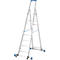 Trapladder, met 8 treden, aluminium, verrijdbaar met dwarssteun