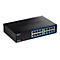 Schwarzer TRENDnet Gigabit Switch TEG-S17D mit 16 Ports vor weißem Hintergrund.