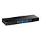 Schwarzer TRENDnet Gigabit Switch mit 24 Ports vor weißem Hintergrund.