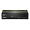 Schwarzer TRENDnet Gigabit Switch TEG-S50g mit fünf Port-Anzeigen und grünem Streifen auf der Oberseite.