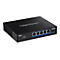 Schwarzer 5-Port 10G-Netzwerk-Switch von TRENDnet vor weißem Hintergrund.