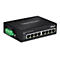 Schwarzer Ethernet-Switch von TRENDnet, 8 AnschlÃ¼sse, Text: Industrial Fast Ethernet Switch