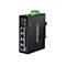 Schwarzer Trendnet-Ethernet-Switch mit AnschlÃ¼ssen und grÃ¼nen Klemmen.