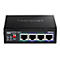 Schwarzer TRENDnet PoE++ Injector mit vier AnschlÃ¼ssen. Beschriftung: 'Industrial 2.5G PoE++ Injector THG290'.