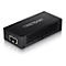 Schwarzer TRENDnet PoE-Adapter. Zwei EingÃ¤nge, POE IN und DATA. LÃ¼ftungslÃ¶cher an der Seite.