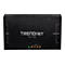 Schwarzer TRENDnet TPE-147GI PoE-Switch. Mit AnschlÃ¼ssen, LED-Leuchten und Beschriftung.