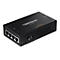Schwarzer Trendnet-Ethernet-Switch. Das GerÃ¤t besitzt AnschlÃ¼sse, einen Ein-/Ausschalter und Kontrollleuchten.