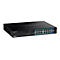 Schwarzer TRENDnet Gigabit PoE+ Switch TPE-TG182 mit mehreren Anschlüssen vor weißem Hintergrund.