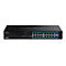 Schwarzer Trendnet Gigabit PoE+ Switch TPE-TG182 mit zahlreichen Netzwerkanschlüssen auf weißem Grund.