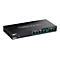 Schwarzer TRENDnet PoE+ Switch TPE-TG327 mit sieben LAN-Ports vor weißem Hintergrund.