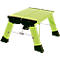 Light green step stool with black feet and reinforcements.