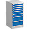 Treston ladekast, 8 laden, afsluitbaar, B 715 x D 715 x H 1400 mm, staal, lichtgrijs RAL 7035/blauw RAL 5007