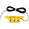 Yellow earth bonding module with black cable. Labeled: Earth Bonding Point, 1 MO. Ring eyelet and plug connections.