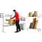 Treston TED werktafel M1350, B 1500 x D 800 mm, elektrisch in hoogte verstelbaar, T-voet, lichtgrijs RAL 7035