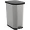 Treteimer Rotho Ribo, Volumen 35 l, mit Deckel und Inneneimer, L 400 x B 285 x H 513 mm, Recycling-Kunststoff, silber