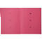 Dossier de documents rose ouvert avec perforations. Un petit registre est visible à droite.