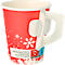 Trinkbecher Papstar 'Winter Time', mit Henkel, Pappe, 200 ml, Ø 8 x H 9,3 cm, rot/weiß, 50 Stück