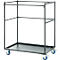 Dark gray serving cart with castors, metal construction, two shelves.