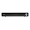 Schwarze Trust Soundbar mit rundem Lautstärkeregler und blauer LED-Anzeige vor weißem Hintergrund.